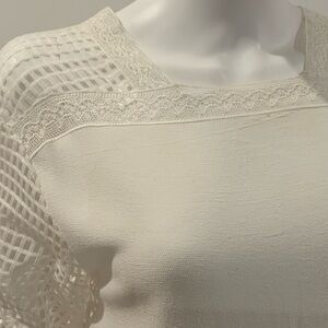 Sandro Cream Lace Detail Blouse